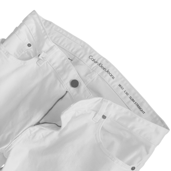 Calvin Klein Slim Straight Jeans White Denim Jeans Straight Leg Jeans 30 x 32 - Picture 7 of 8